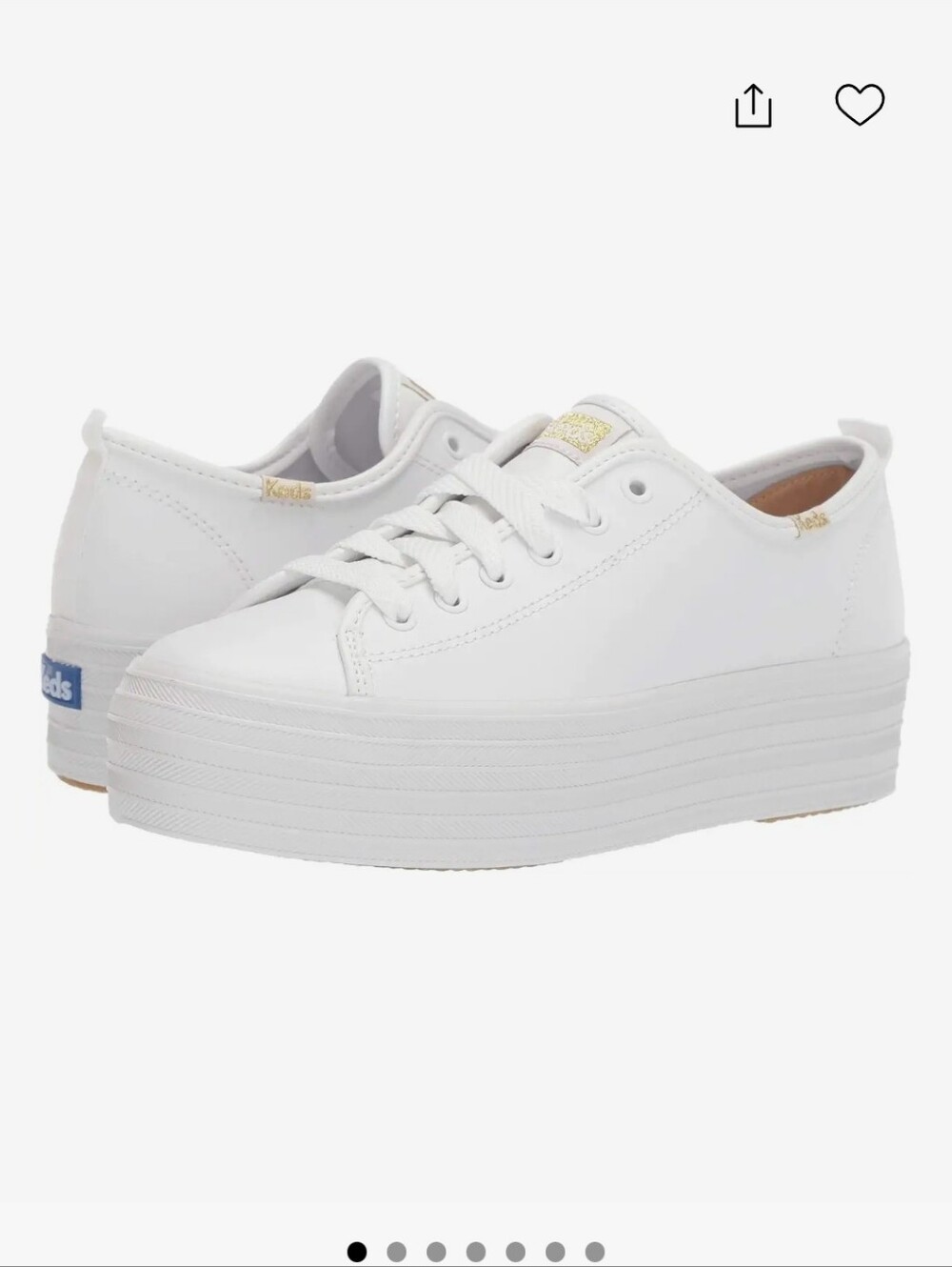 Keds White LEATHER Platform Triple-Stack Lace-Up Sneakers
